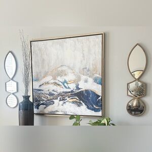 Global Views (2) Gold Geometric Shaped Wall Mirrors